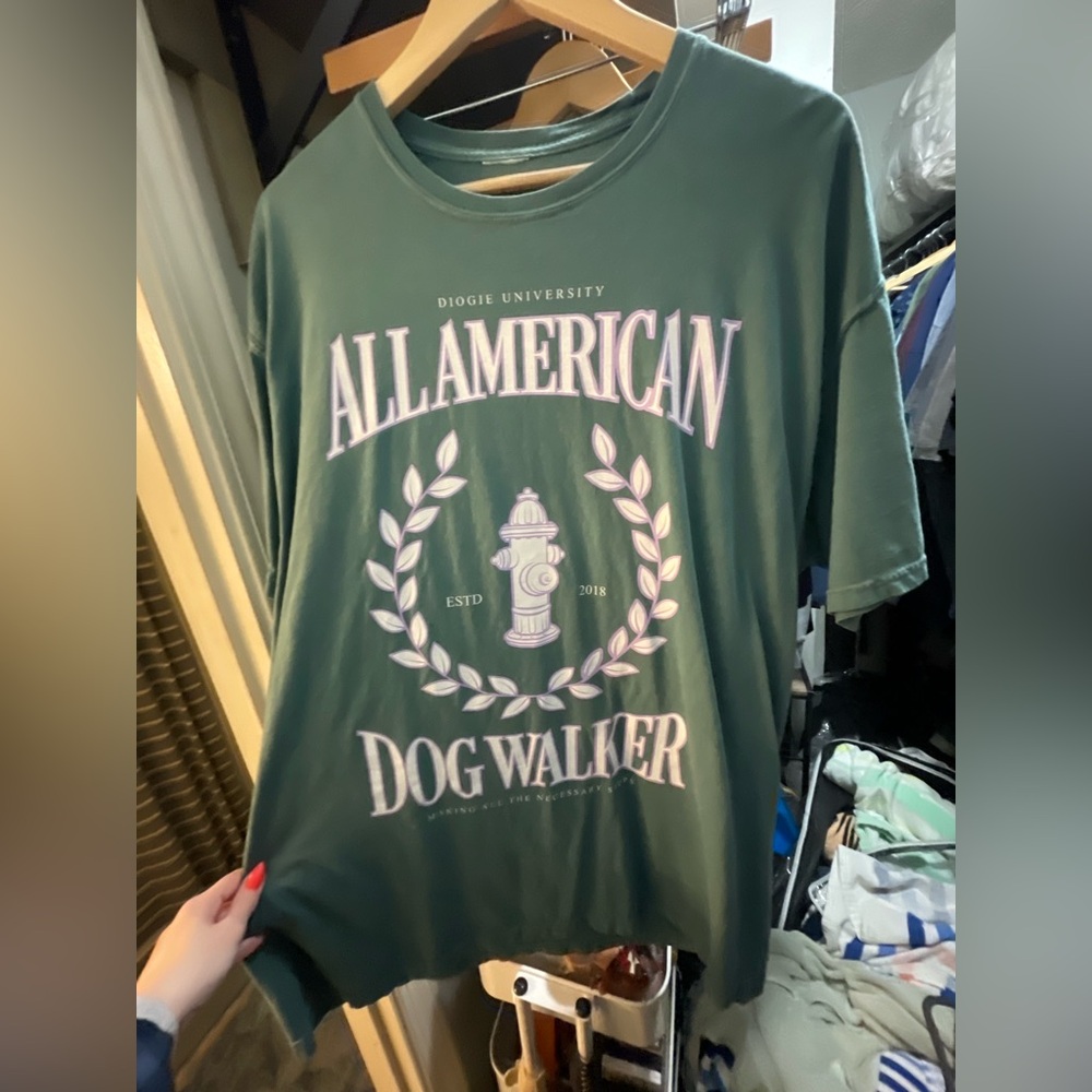 All American Dog Walker Green T-Shirt